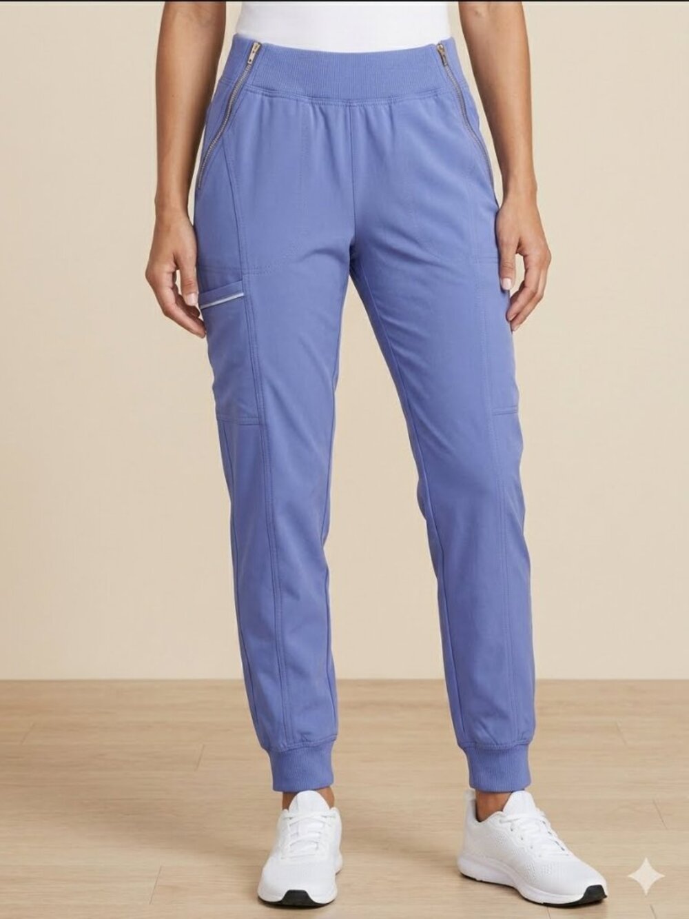 Cherokee Infinity Mid-Rise Jogger Cargo Scrub Pants - Ceil Blue / Periwinkle L